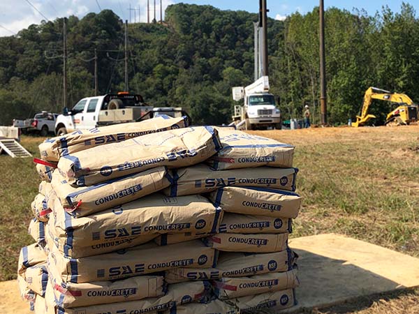 pile of conducrete bags